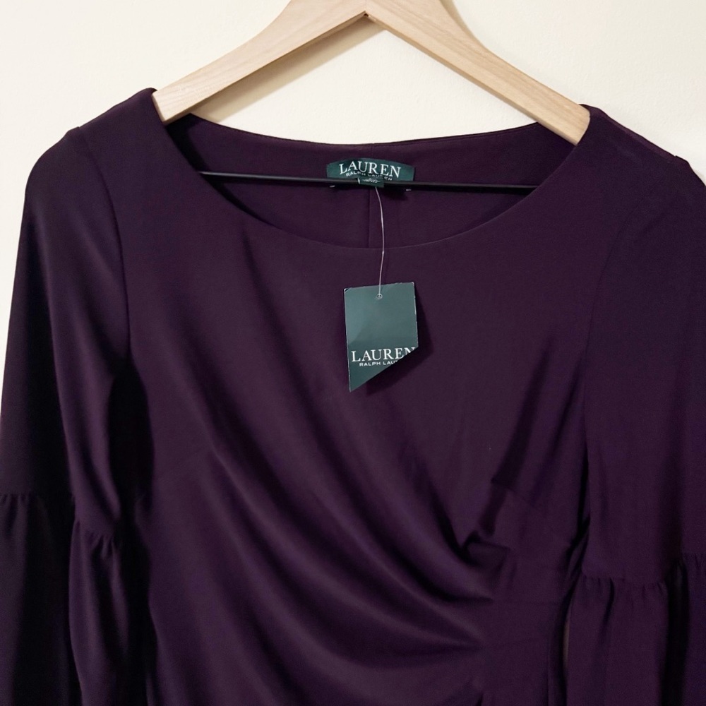 NWT Lauren Ralph Lauren Purple Sheath Long Sleeve Dress Size 4 Office Business - Picture 3 of 8